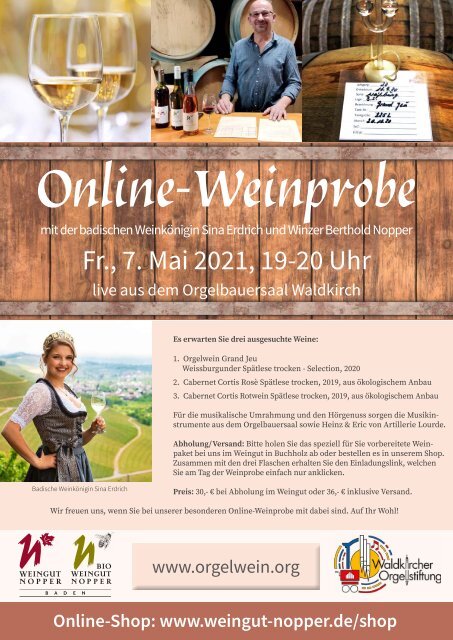 Online-Weinprobe am 7. Mai 2021 19 Uhr