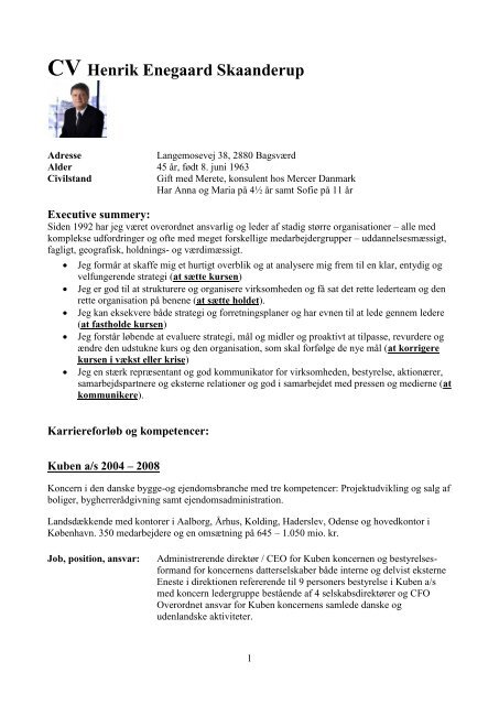 CV Henrik Enegaard Skaanderup