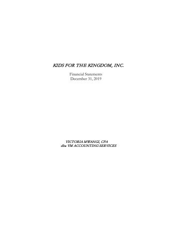 Kids for the Kingdom 2019 Independent Audit