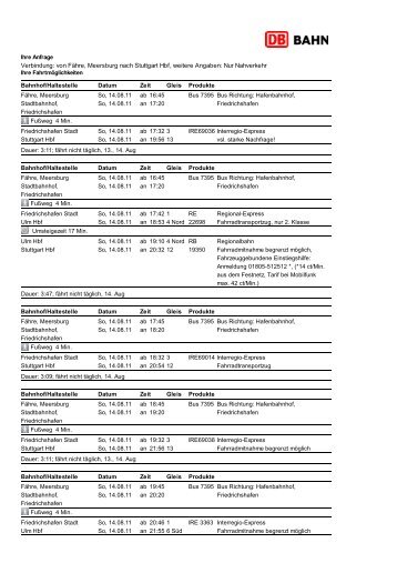 DB BAHN - Verbindungen - Ihre Auskunft