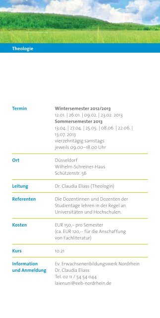 1. Halbjahr 2009 - Evangelisches Erwachsenenbildungswerk ...