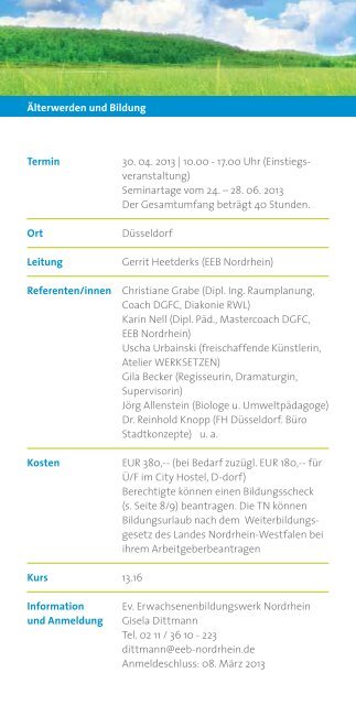 1. Halbjahr 2009 - Evangelisches Erwachsenenbildungswerk ...