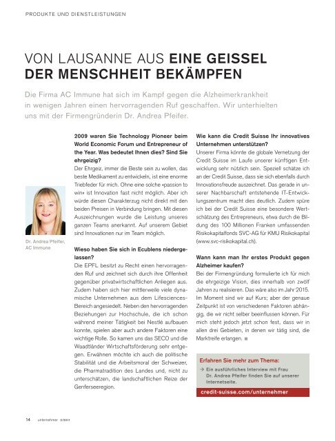 INNOVATION - Credit Suisse - Unternehmer Magazin