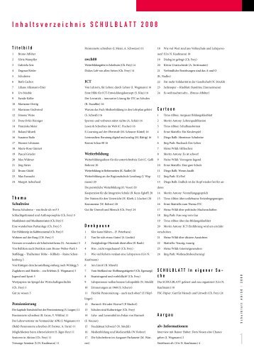 Inhaltsverzeichnis SCHULBLATT 2008 - alv