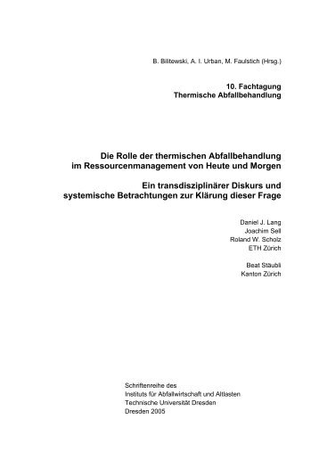 Die Rolle der thermischen Abfallbehandlung im ... - ETH Zürich