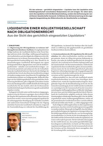 LIQUIDATION EINER KOLLEKTIVGESELLSCHAFT ... - Transliq AG