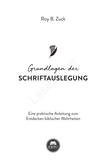 Roy B. Zuck: Grundlagen der Schriftauslegung - 2021-Leseprobe