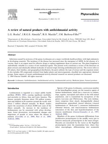 A review of natural products with antileishmanial activity