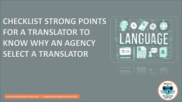 Checklist strong points for a translator to know why an agency select a translator
