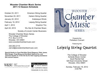 Leipzig String Quartet - Wooster Chamber Music Series