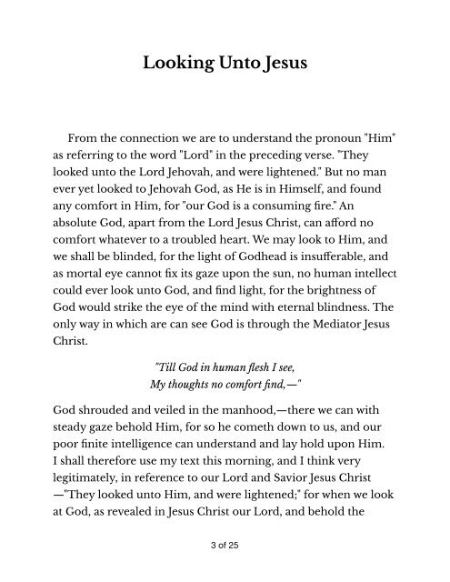 Looking Unto Jesus by Spurgeon