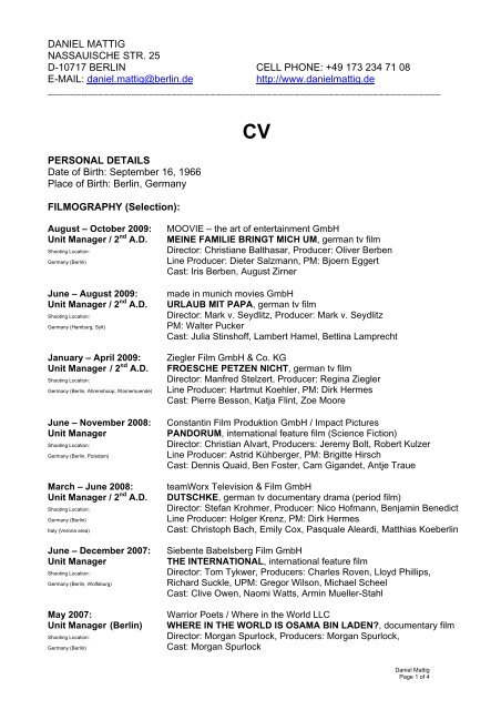 Cv Daniel Mattig
