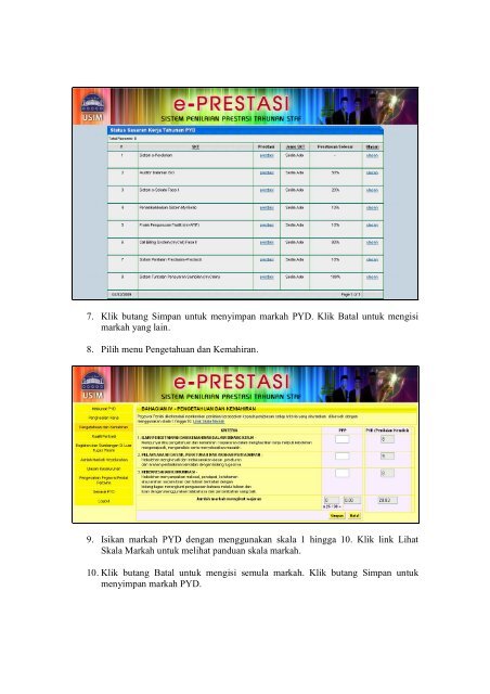 MANUAL PENGGUNAAN SISTEM PENILAIAN ... - ePrestasi - USIM