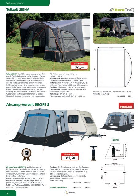 Camping Zubehör Katalog - Zelte