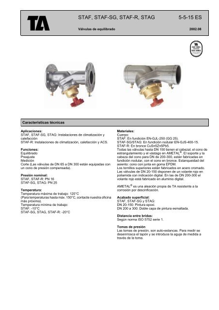 Válvulas de equilibrio modelo STAF