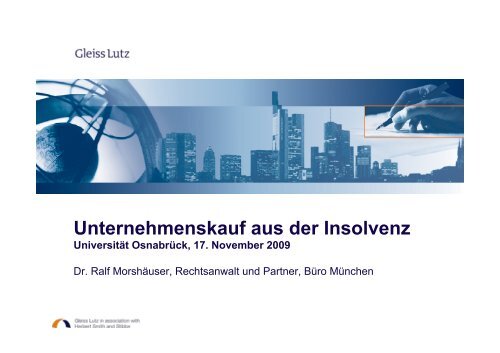 Unternehmenskauf aus der Insolvenz Kaufgegenstand - Universität ...