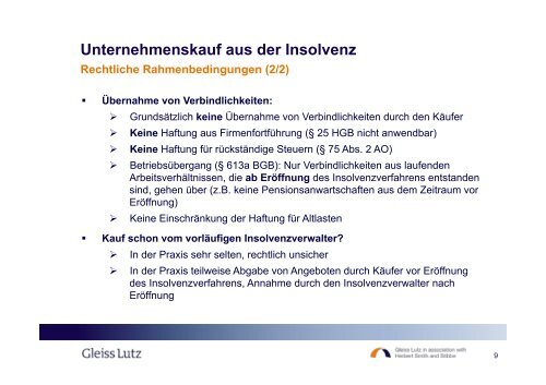 Unternehmenskauf aus der Insolvenz Kaufgegenstand - Universität ...