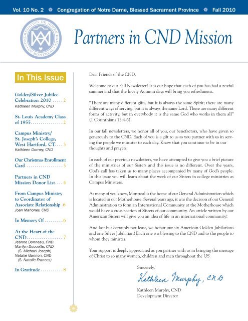 Partners in CND Mission - Congrégation de Notre-Dame