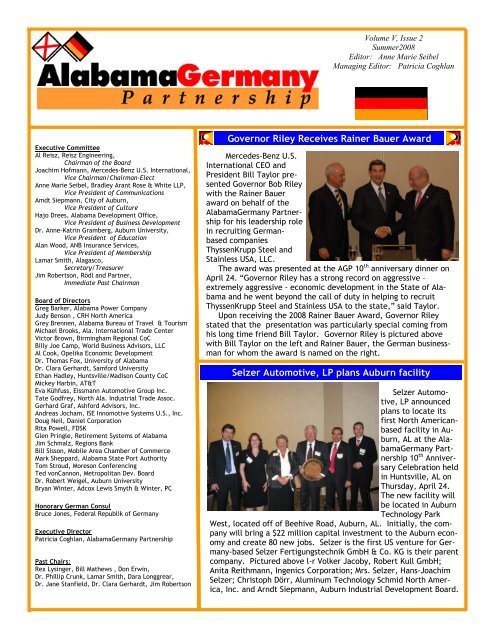 Business Forum Sponsors - Alabama Germany Partnership