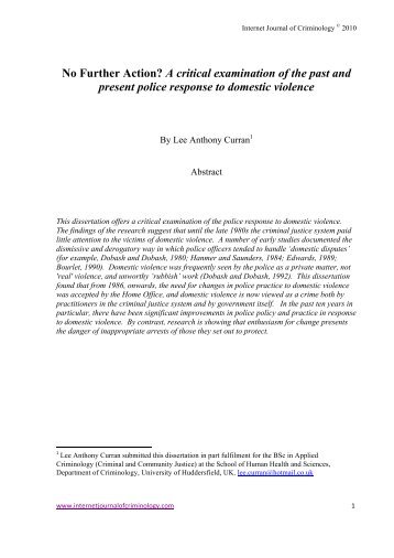 No Further Action? - Internet Journal of Criminology
