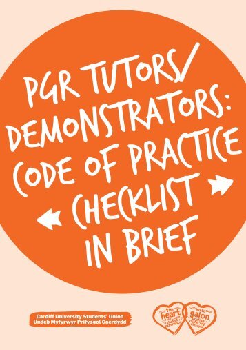 PGR Tutors / Demonstrators: Code of Practice Checklist in brief