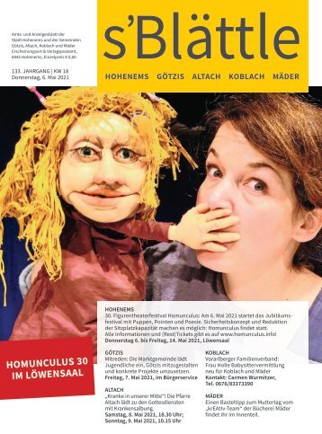 s'Blättle Nr. 18 - Do, 6. Mai 2021