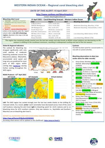 WIO bleaching alert-21-04-15