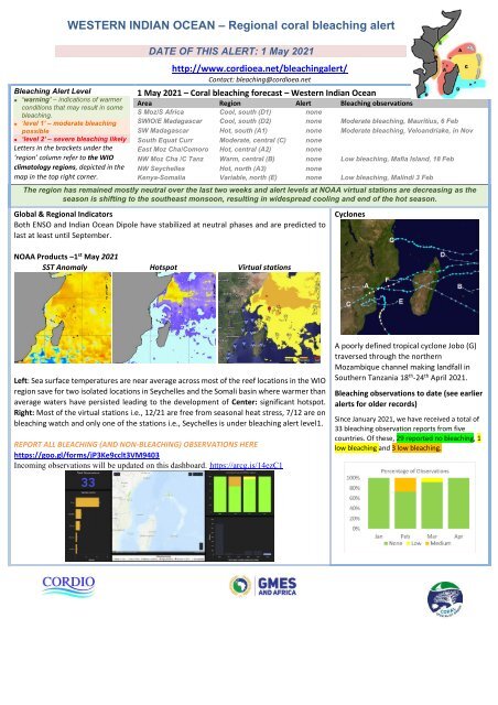 WIO bleaching alert-21-05-01