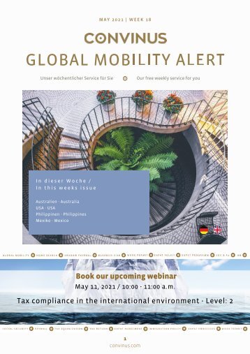 CONVINUS Global Mobility Alert Week 18