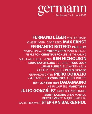 Kunst Auktion 7. - 9. Juni 2021, Germann Auktionshaus, Zürich