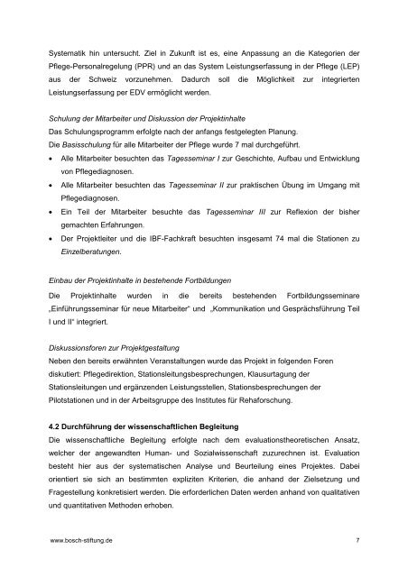 Modellprojekt "Implementierung von Pflegediagnosen und Standard ...