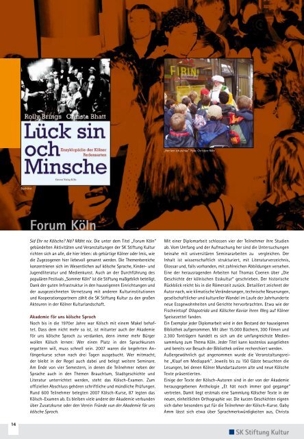 Tätigkeitsbericht 2007 BSK Stiftung Kultur