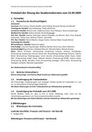 Protokoll der Sitzung des Studierendenrates vom 22.09.2009 1 ...