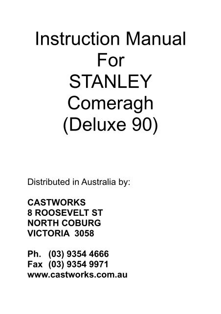 Instruction Manual For STANLEY Comeragh (Deluxe 90)