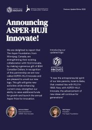 ASPER-HUJI Innovate Partner Update - Winter 2020-21