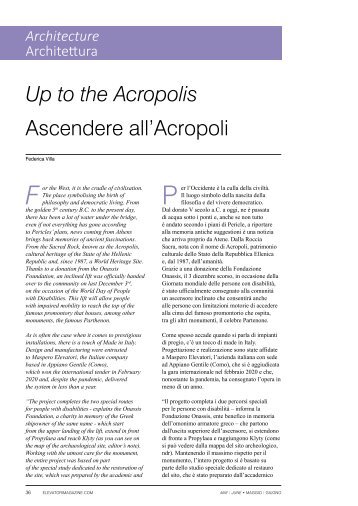Elevatori Magazine 3/ 2021- Athene, up to the Acropolis