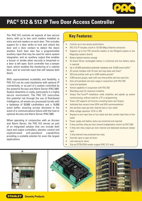 Pac 512 512 Ip Two Door Access Controller Pro Vision