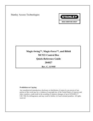 Magic-Swing - Stanley Access Technologies.com