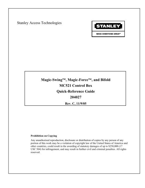 Magic-Swing - Stanley Access Technologies.com