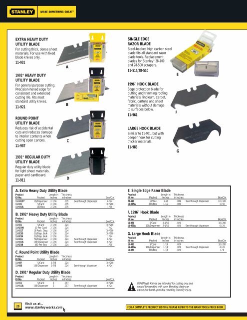 Stanley Hand Tools Catalog - Athena Building