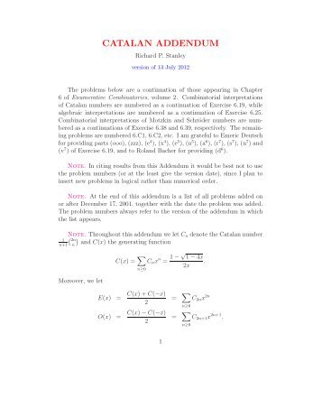 CATALAN ADDENDUM - MIT Mathematics