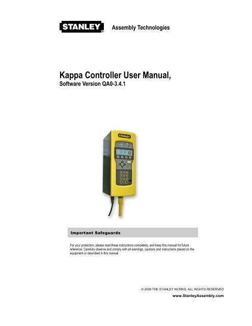 QA Kappa Manual - Automated Fastening Equipment