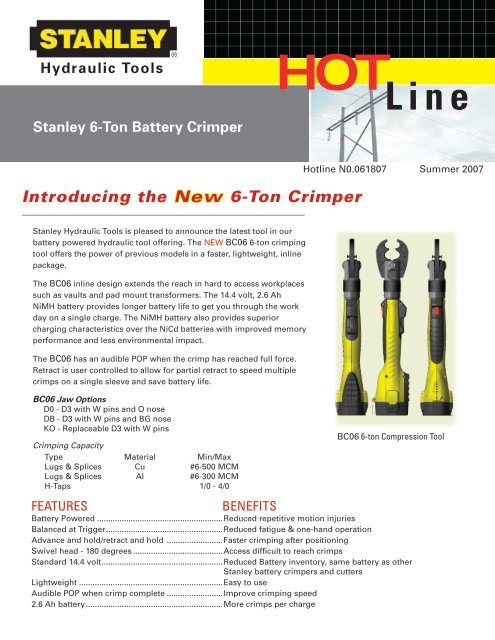 HOT Line Introducing the New 6-Ton Crimper - Tool-Smith