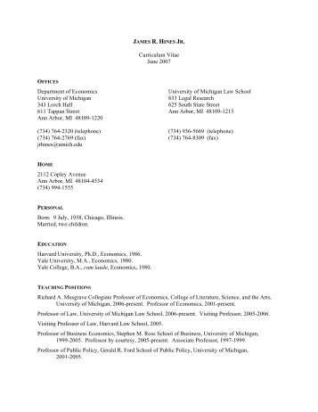 James R. Hines Jr. - Stephen M. Ross School of Business ...