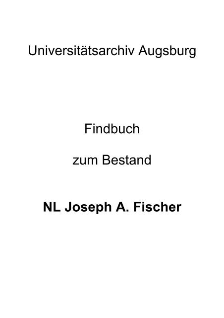 Einleitende Bemerkungen - Universität Augsburg