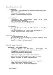 Kategorie Naturwissenschaften 1. Preis 2.500,00 € „Reellwertige ...