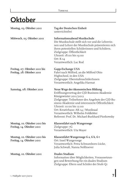 JugenDDorfprogramm - CJD Christophorusschule Königswinter