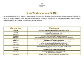 Wanderprogramm 2021