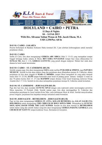 holyland + cairo + petra - KIA Tours & Travel