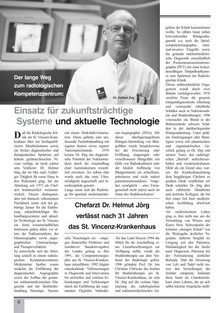 Ausgabe Nr. 2 / 2003 (3,6 MB) - St. Vincenz Krankenhaus Limburg